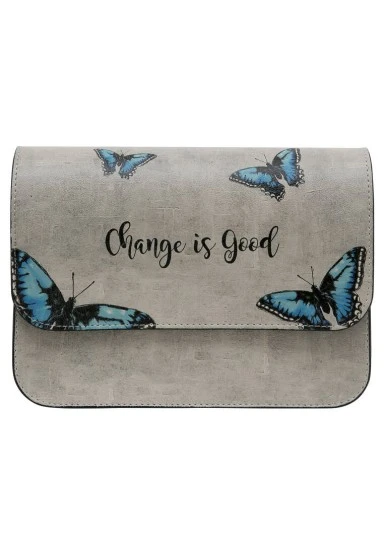 Women Vegan Leather Gray Purse - Change is Good Design - 