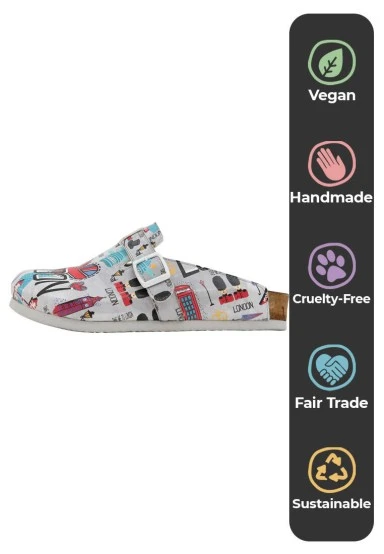 Women Vegan Leather Gray Slippers - I Heart London Design - 