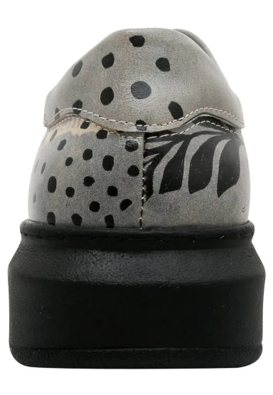 Women Vegan Leather Gray Sneakers - Birds Chirping Design - 