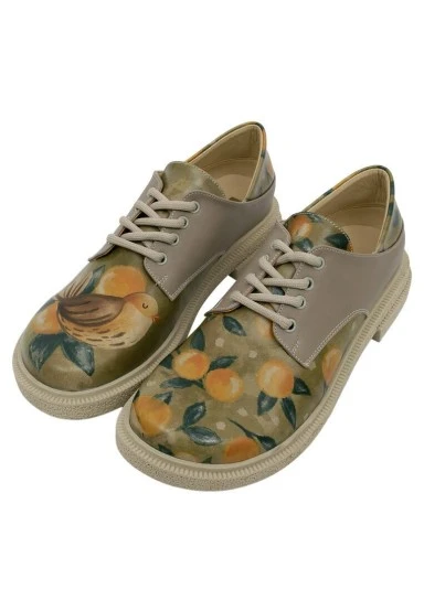 Women Vegan Leather Green Casual Shoes - Fruity Design - 