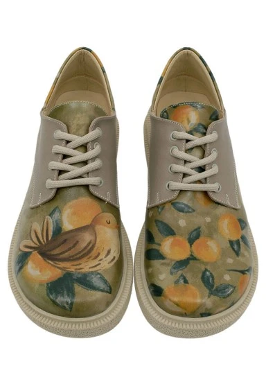 Women Vegan Leather Green Casual Shoes - Fruity Design - 