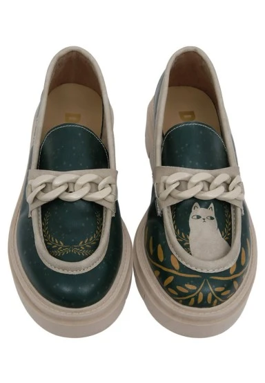 Women Vegan Leather Green Loafers - I Do What I Want Design - 