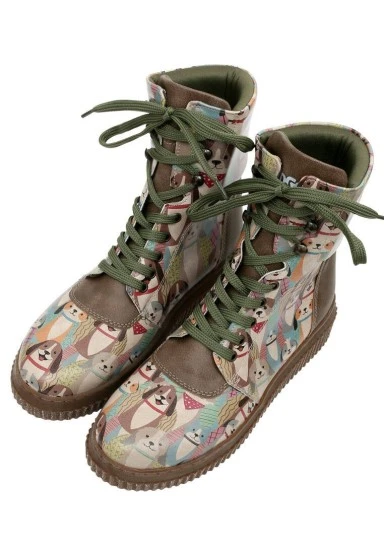 Women Vegan Leather Green Long Boots - Best Friends Forever Design - 