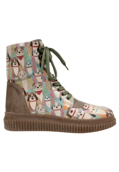 Women Vegan Leather Green Long Boots - Best Friends Forever Design - 