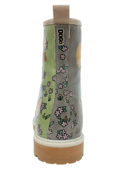 Women Vegan Leather Green Long Boots - Life Goes On Design - 