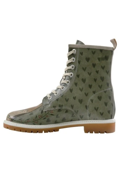Women Vegan Leather Green Long Boots - I Dream a Dream Design - 