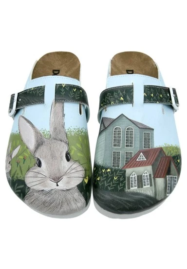 Women Vegan Leather Green Slippers - Going on an Adventure Design - 