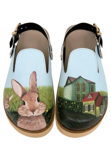 Women Vegan Leather Green Slippers - Going on an Adventure Design - 