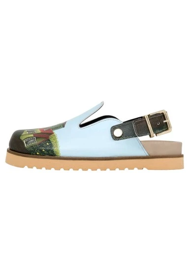 Women Vegan Leather Green Slippers - Going on an Adventure Design - 
