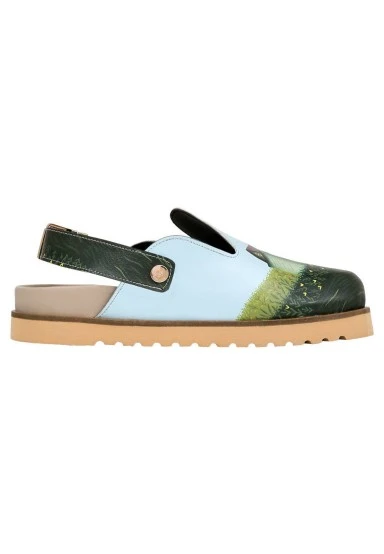 Women Vegan Leather Green Slippers - Going on an Adventure Design - 
