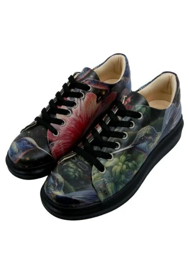 Women Vegan Leather Black Sneakers - Magnificent Design - 