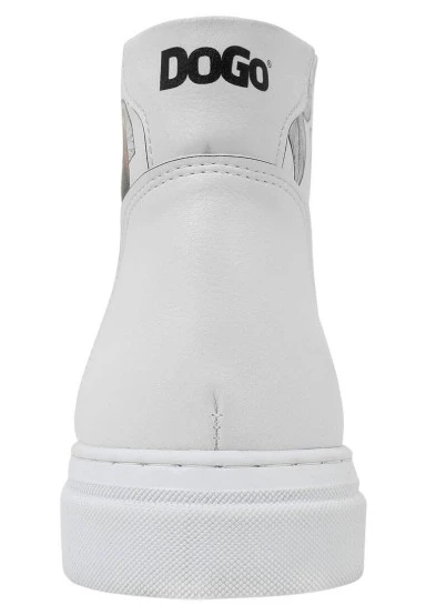 Women Vegan Leather White High Top Sneakers - Elephants Never Forget Design - 