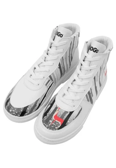 Women Vegan Leather White High Top Sneakers - You're the Color of My Life Design - 