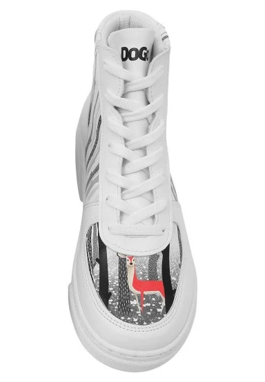 Women Vegan Leather White High Top Sneakers - You're the Color of My Life Design - 