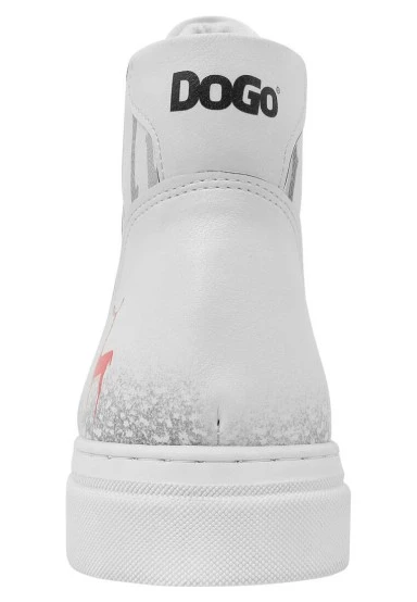 Women Vegan Leather White High Top Sneakers - You're the Color of My Life Design - 