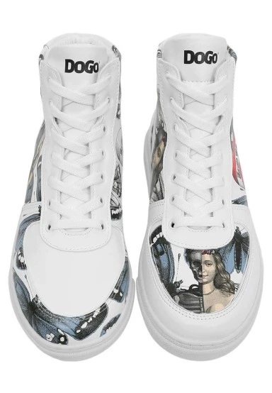 Women Vegan Leather White High Top Sneakers - Love Me Design - 
