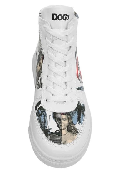 Women Vegan Leather White High Top Sneakers - Love Me Design - 