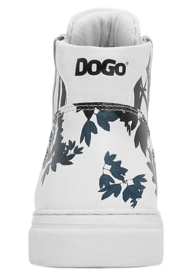 Women Vegan Leather White High Top Sneakers - Cuddling Season Design - 