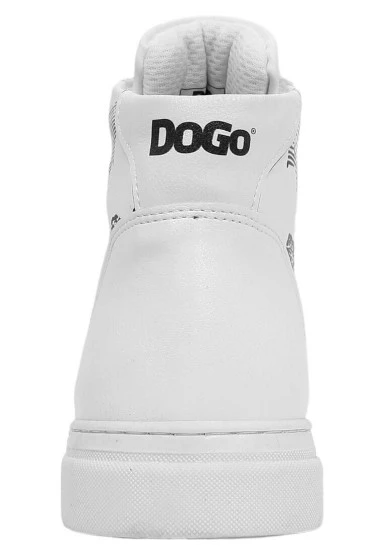 Women Vegan Leather White High Top Sneakers - Trust Me Buddy Design - 