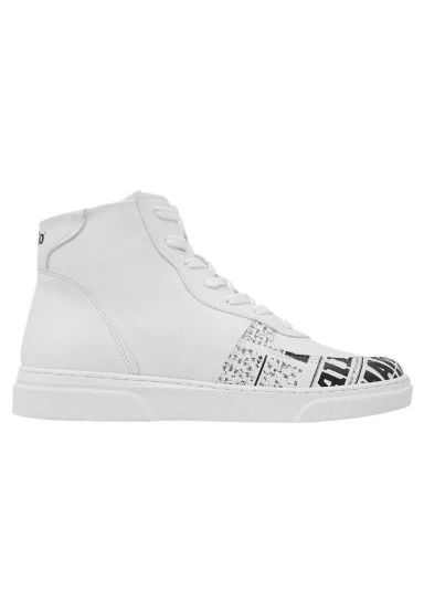 Women Vegan Leather White High Top Sneakers - Warner Bros Daily Prophet Harry Potter Design - 