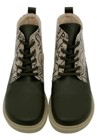 Women Vegan Leather Khaki Ankle Boots - Society Design - 