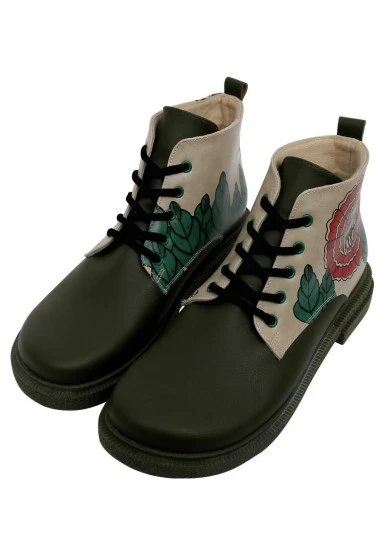 Women Vegan Leather Khaki Ankle Boots - Feel, Heal, Live Design - 