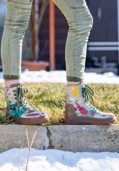 Women Vegan Leather Khaki Long Boots - State Of Bliss Design - 