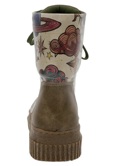Women Vegan Leather Khaki Long Boots - Dreams For Dreamers Design - 