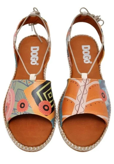Women Vegan Leather Orange Lace Up Sandals - Welcome to the Tribe Design - 