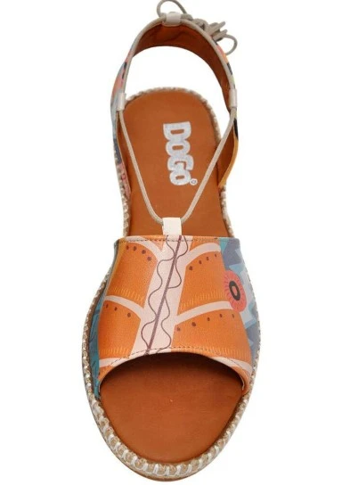 Women Vegan Leather Orange Lace Up Sandals - Welcome to the Tribe Design - 