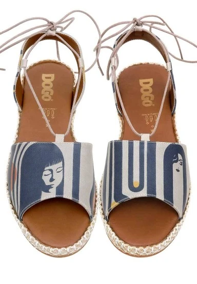 Women Vegan Leather Beige Lace Up Sandals - Love Long Hair Design - 