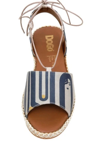 Women Vegan Leather Beige Lace Up Sandals - Love Long Hair Design - 