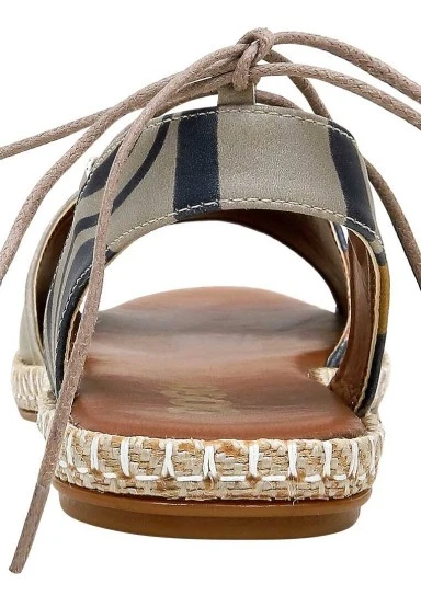 Women Vegan Leather Beige Lace Up Sandals - Love Long Hair Design - 