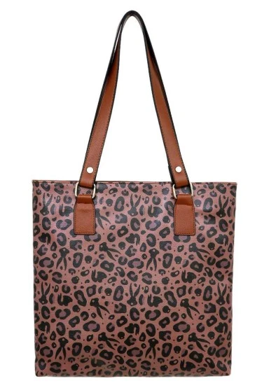 Women Vegan Leather Navy Leopard Shoulder Bag - Warner Bros Looney Tunes Leopard Design - 