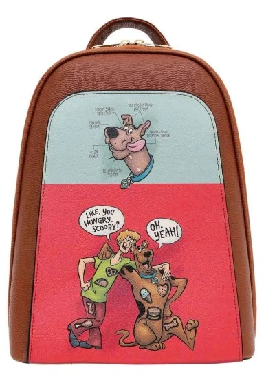 Women Vegan Leather Multicolor Backpack - Warner Bros Hungry Doo Scooby Doo Design - 