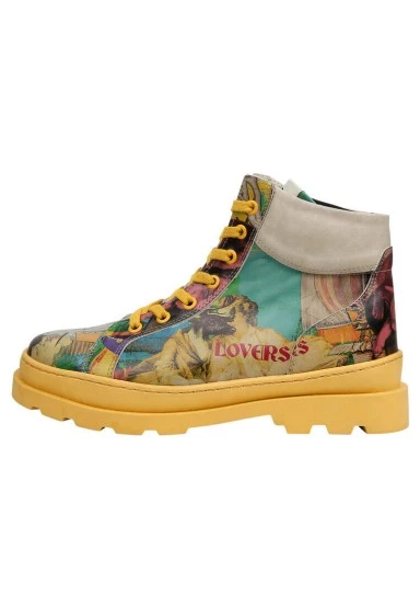Women Vegan Leather Multicolor Boots - Ancient Tales Design - 