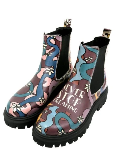 Women Vegan Leather Multicolor Long Boots - Never Stop Dreaming Design - 