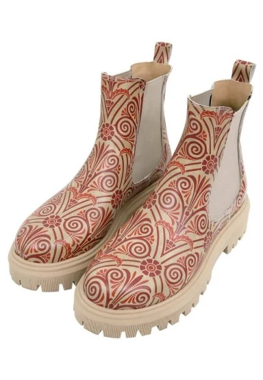 Women Vegan Leather Multicolor Long Boots - Majestic Gold Design - 