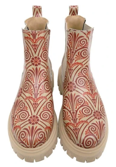 Women Vegan Leather Multicolor Long Boots - Majestic Gold Design - 