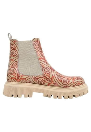 Women Vegan Leather Multicolor Long Boots - Majestic Gold Design - 