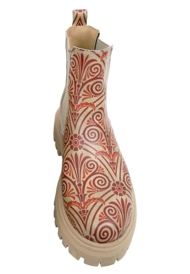 Women Vegan Leather Multicolor Long Boots - Majestic Gold Design - 