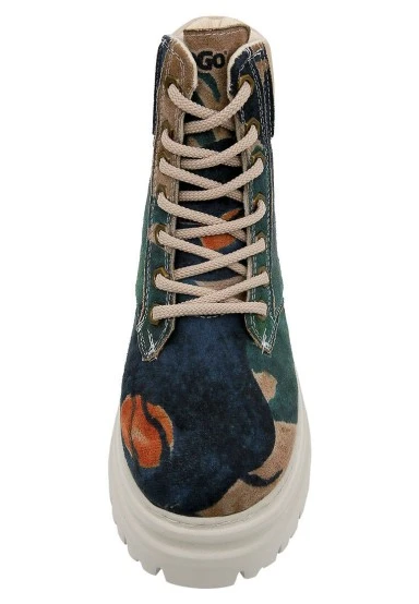Women Vegan Leather Multicolor Boots - Petals Design - 