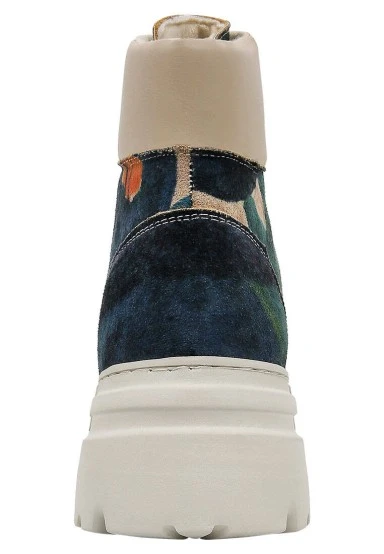 Women Vegan Leather Multicolor Boots - Petals Design - 