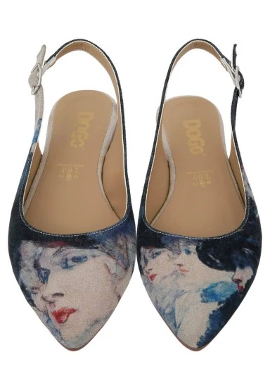 Women Vegan Leather Multicolor Flat Shoes - Ladies Design - 