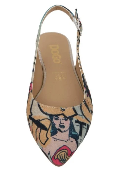 Women Vegan Leather Multicolor Flat Shoes - Warner Bros Wonder Woman Design - 