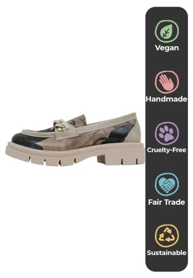 Women Vegan Leather Multicolor Loafers - Petals Design - 