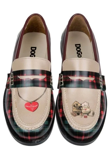 Women Vegan Leather Multicolor Loafers - Teddy Bear Design - 