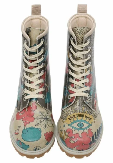 Women Vegan Leather Multicolor Long Boots - Open Your Mind Design - 