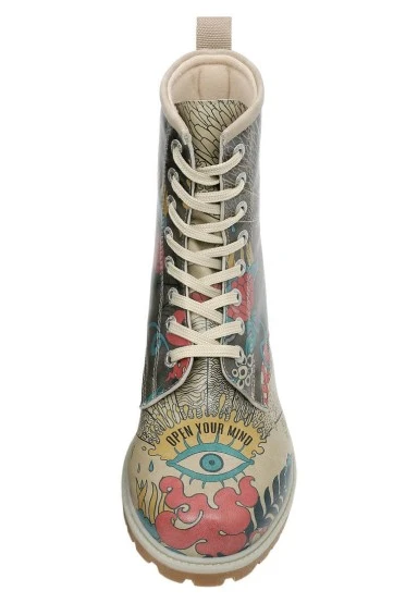 Women Vegan Leather Multicolor Long Boots - Open Your Mind Design - 