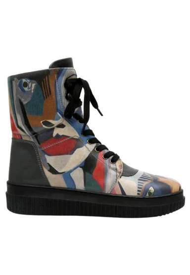 Women Vegan Leather Multicolor Long Boots - You Are Never Alone Design - 